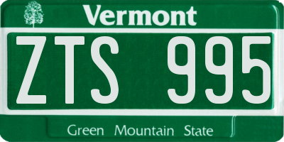 VT license plate ZTS995