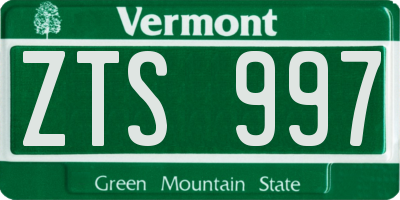 VT license plate ZTS997
