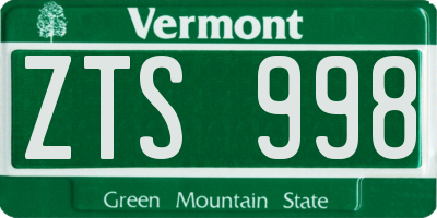 VT license plate ZTS998