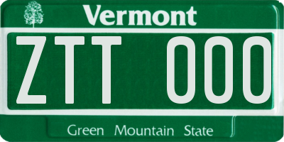 VT license plate ZTT000