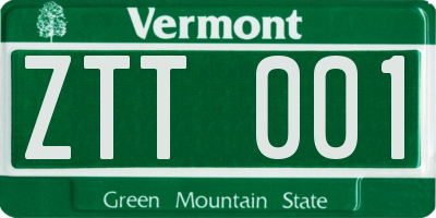VT license plate ZTT001