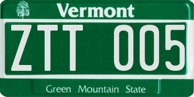 VT license plate ZTT005