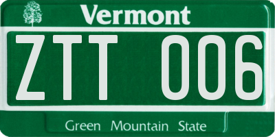 VT license plate ZTT006