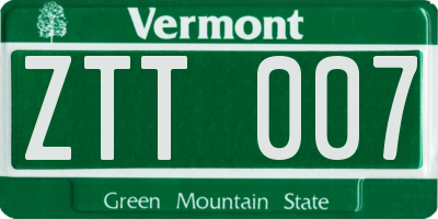 VT license plate ZTT007