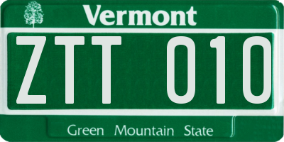 VT license plate ZTT010