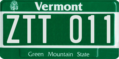 VT license plate ZTT011