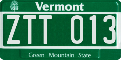 VT license plate ZTT013