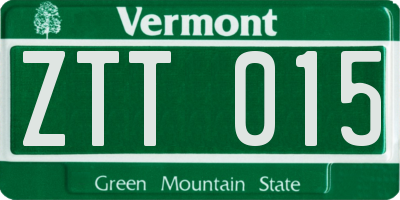 VT license plate ZTT015