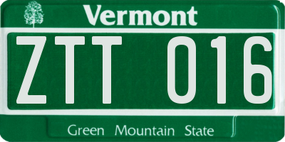 VT license plate ZTT016