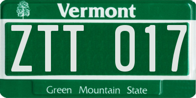 VT license plate ZTT017