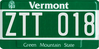 VT license plate ZTT018