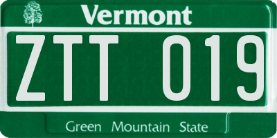 VT license plate ZTT019