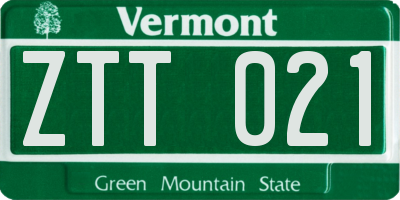 VT license plate ZTT021