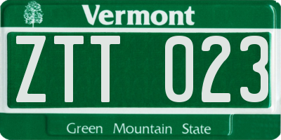 VT license plate ZTT023