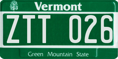 VT license plate ZTT026