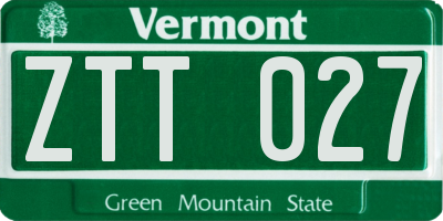 VT license plate ZTT027