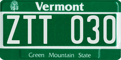 VT license plate ZTT030