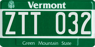 VT license plate ZTT032