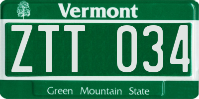 VT license plate ZTT034