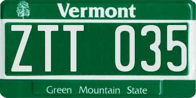 VT license plate ZTT035