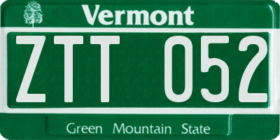VT license plate ZTT052