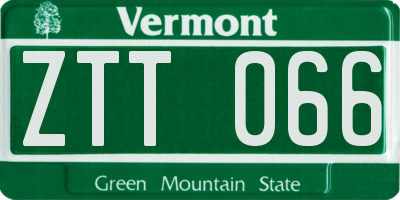 VT license plate ZTT066