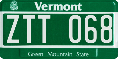VT license plate ZTT068