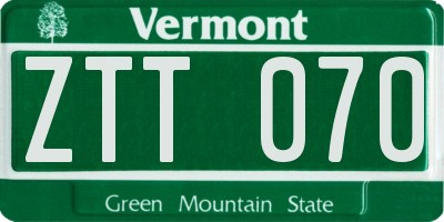 VT license plate ZTT070