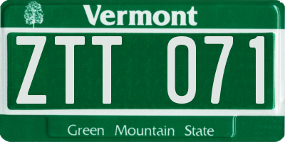 VT license plate ZTT071