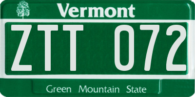 VT license plate ZTT072