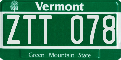 VT license plate ZTT078