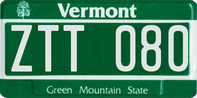 VT license plate ZTT080