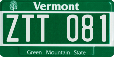 VT license plate ZTT081