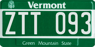 VT license plate ZTT093