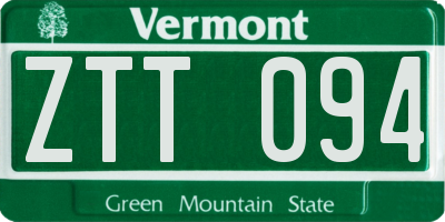 VT license plate ZTT094