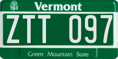 VT license plate ZTT097
