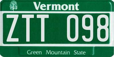VT license plate ZTT098