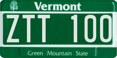 VT license plate ZTT100