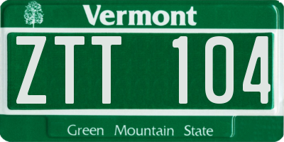 VT license plate ZTT104