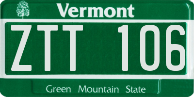 VT license plate ZTT106