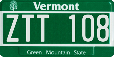 VT license plate ZTT108