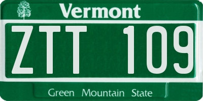 VT license plate ZTT109
