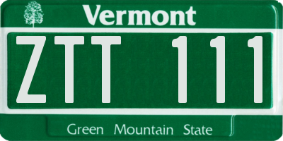 VT license plate ZTT111