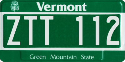 VT license plate ZTT112