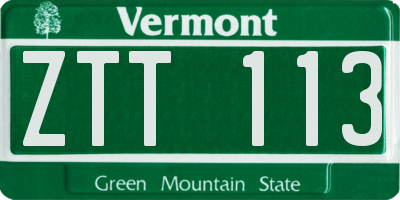 VT license plate ZTT113