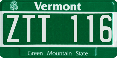 VT license plate ZTT116