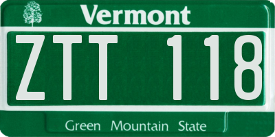 VT license plate ZTT118
