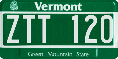 VT license plate ZTT120