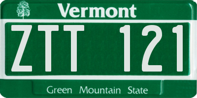 VT license plate ZTT121