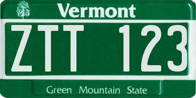 VT license plate ZTT123